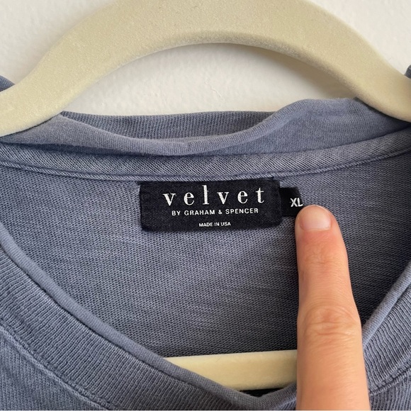 Velvet by Graham & Spencer cotton slub long sleeve t shirt powder blue crew XL - Picture 3 of 9
